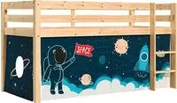 Vipack Spielbett "Pino, Kiefer massiv, mit Rolllattenrost u. Textil-Set, Made in