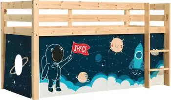 Vipack PINO Halbhohes Bett "Space Shuttle" 90x200cm, Kiefer massiv natur