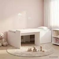 vidaXL Hochbett mit Schreibtisch f&uuml;r Kinder Wei&szlig; 100 x 200 cm