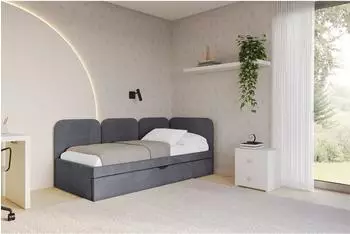 ALTDECOR Alvy Jugendbett mit Bettkasten und Matratze, 80x200cm, dunkelgrau (800001940991)