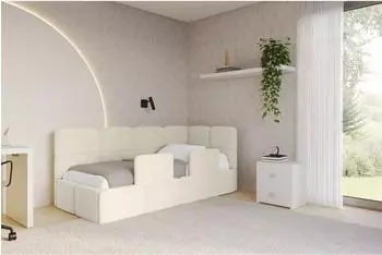 ALTDECOR KIVY Jugendbett mit Bettkasten, Polster, beige, 80x200cm (800001942702)