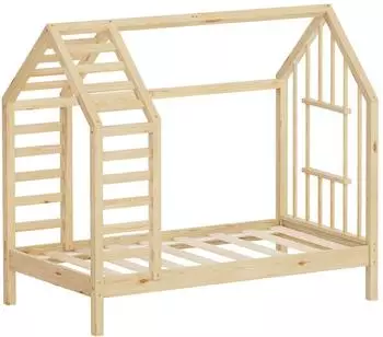 ML-Design Hausbett mit Dach und Fenster, Kiefernholz, 70x140cm