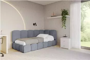 ALTDECOR AVRY Jugendbett mit Bettkasten und Lattenrost, 90x200cm, grau (800001941743)