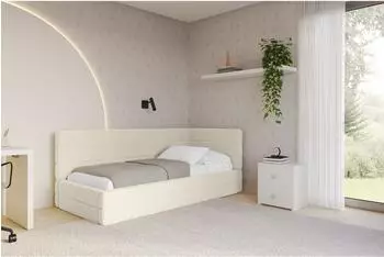 ALTDECOR BEMY Jugendbett mit Bettkasten und Lattenrost, 90x200cm, beige (800001941558)