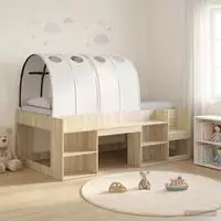 vidaXL Hochbett f&uuml;r Kinder mit Stauraum 3 Stk. Sonoma Eiche und Wei&szlig;