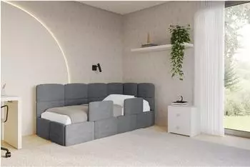 ALTDECOR KIVY Jugendbett mit Bettkasten 80x200 dunkelgrau, Cord (800001931832)