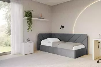 ALTDECOR Fiky Jugendbett mit Bettkasten 90x200cm, dunkelgrau (800001941758)