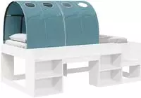 vidaXL Hochbett f&uuml;r Kinder mit Stauraum 3 Stk. Wei&szlig; und Hellblau