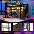Stilvora Hochbett 90×200cm mit Schreibtisch, Kleiderschrank & LED, Metall/MDF, schwarz (4070865380636)