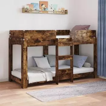vidaXL Etagenbett Kinder R&auml;uchereiche 75x190cm Holzwerkstoff (3410543)