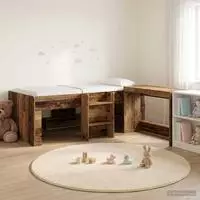 vidaXL Hochbett mit Schreibtisch f&uuml;r Kinder Altholz 90 x 190 cm