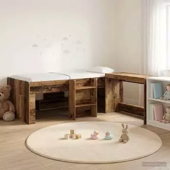 vidaXL Hochbett mit Schreibtisch für Kinder, Altholz, 90x190cm