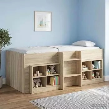 vidaXL Hochbett für Kinder, Sonoma-Eiche, 100x200cm, Holzwerkstoff