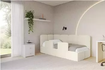 ALTDECOR KIVY Jugendbett mit Bettkasten, Polsterbett beige, 90x200cm (800001942031)