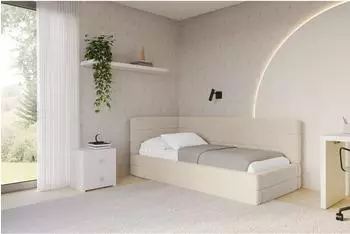 ALTDECOR BEMY Jugendbett mit Bettkasten 90x200cm, dunkelbeige (800001942230)