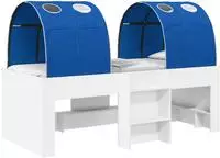 vidaXL Hochbett f&uuml;r Kinder mit Tunnel 3 stk. Wei&szlig; und Blau