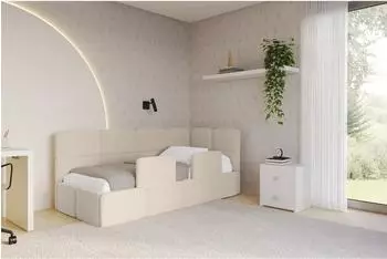 ALTDECOR Kivy Jugendbett mit Bettkasten, Polster, dunkelbeige, 80x200cm (800001942639)