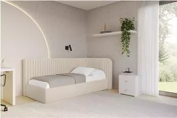 ALTDECOR Aury Jugendbett mit Bettkasten und Matratze, 90x200cm, beige (Poso 105)