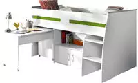 Parisot Hochbett "Reverse" mit ausziehbaren Schreibtisch, Kommode mit 2 T&uuml;ren und