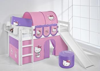 Lilokids Spielbett JELLE mit Rutsche und Vorhang (Hello Kitty lila/weiß)