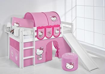 Lilokids Spielbett JELLE mit Rutsche und Vorhang (Hello Kitty rosa/weiß)