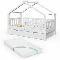Vitalispa - Hausbett Design, Wei&szlig;, 80x160 Cm Mit 2 Schubladen Und Matratze