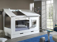 Vipack Hausbett "Hausbett" Made in Europe, Baumhausbett mit Vorhang-Set,...