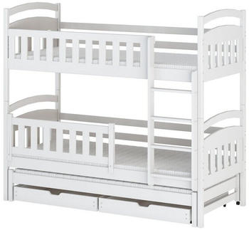 Kids Collective Hochbett mit Ausziehbett 90x200cm weiß