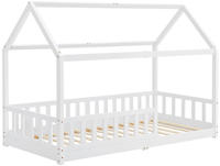 Kinderbett Marli 90 X 200 Cm Mit Rausfallschutz, Lattenrost Und Dach - Massivholz