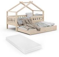 Vitalispa - Hausbett Design, Braun, 80x160 Cm Mit G&auml;stebett Und Matratze