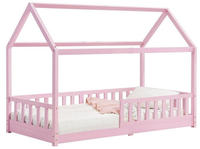 Kinderbett Marli 90 X 200 Cm Mit Rausfallschutz, Lattenrost Und Dach - Massivholz