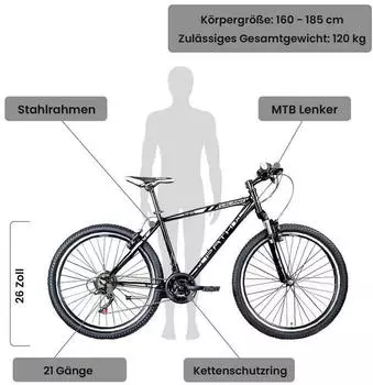 Galano Path Mountainbike 26 Zoll Jugendfahrrad ab 160 cm 21 Gänge – Effiziente Schaltung und Bremsen