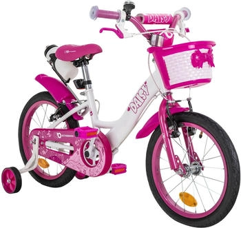 Actionbikes Daisy 16 Zoll, pink, St&uuml;tzr&auml;der, Korb, V-Brake-Bremsen, Antirutschgriffe