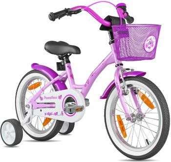 Prometheus 16 Zoll ab 4 und 5 Jahre mit Stützräder und Rücktritt violett|malvenfarben|WEISS 16"