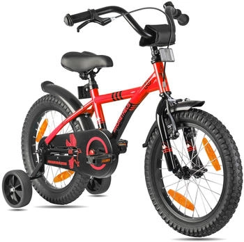 Prometheus 16 Zoll ab 4 und 5 Jahre mit Stützräder und Rücktritt ROT|SCHWARZ|burgunderrot lila 16"