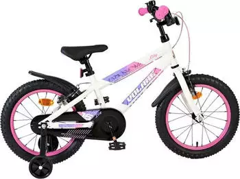Volare Lily - 16 Zoll - Weiß Rosa Lila - Zwei Handbremsen – Volare Lily - 16 Zoll - Weiß Rosa Lila - Zwei Handbremsen für sichere Fahranfänge