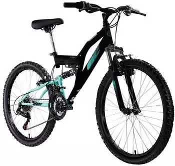 Galano FS240 Jugend24 Zoll Mountainbike ab 8 Jahre 130 - 145 cm 21 G&auml;nge schwarz/t&uuml;rkis (GA01462)
