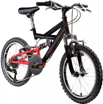 Galano FS180 18 Zoll ab 6 Jahre 115 - 130 cm Mountainbike Fully 6 G&auml;nge schwarz/rot (GA04248)