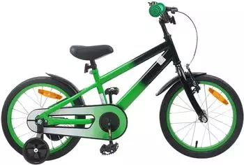 vidaXL Kinderfahrrad 16 Zoll f&uuml;r 4-6 Jahre alt Gr&uuml;n Schwarz