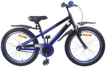 vidaXL Kinderfahrrad 18 Zoll f&uuml;r 5-7 Jahre alt Blau Schwarz