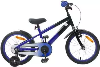 vidaXL Kinderfahrrad 16 Zoll f&uuml;r 4-6 Jahre alt Blau Schwarz