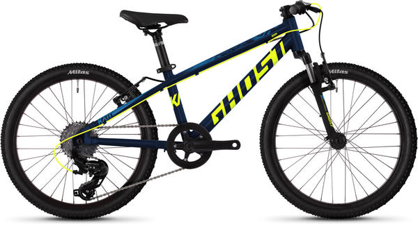 Ghost Kato 2.0 AL 20 Zoll Mountainbike Kinderfahrrad Jugendfahrrad Hardtail MTB Fahrrad Tour... night blueneon yellowriot blue, 27 cm