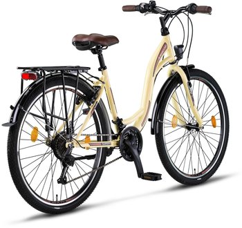 Licorne Bike Stella Premium 26" (beige) – 21-Gang-Kettenschaltung erweitert den Einsatzbereich auf vielseitige Strecken