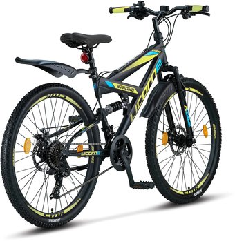 Licorne Bike Strong 2D Premium 26" schwarz/blau/lime – Optimale Kontrolle durch fortschrittliche Technologie