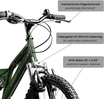 Galano Bikes Galano FS180 20" Black – Optimale Kontrolle für junge Fahrer