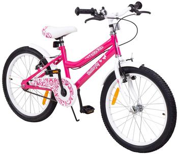 Actionbikes Motors Kinderfahrrad Butterfly 20 Zoll Kinder Mädchen Fahrrad pink mit Fahrradständer (Pink/Weiß)