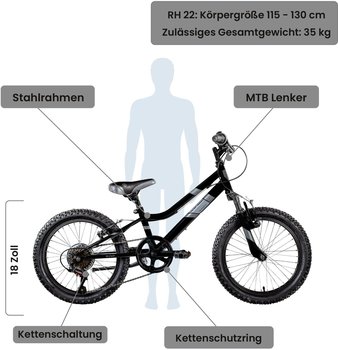 Galano Children bike GA20 18" schwarz – Galano Children bike GA20 18" schwarz - Sicheres Fahrvergnügen für junge Entdecker