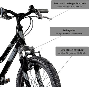 Galano Children bike GA20 18" schwarz – Optimale Ergonomie für wachsende Radsportler