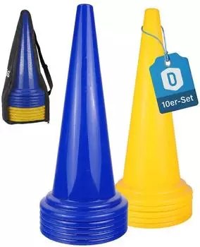 Dönges XXL-Pylonen 10er-Set, 50cm, blau/gelb mit Transporttasche
