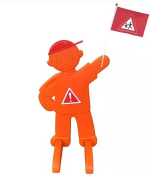 Relaxdays Warnfigur "Achtung Kinder" mit Fahne, reflektierend, orange